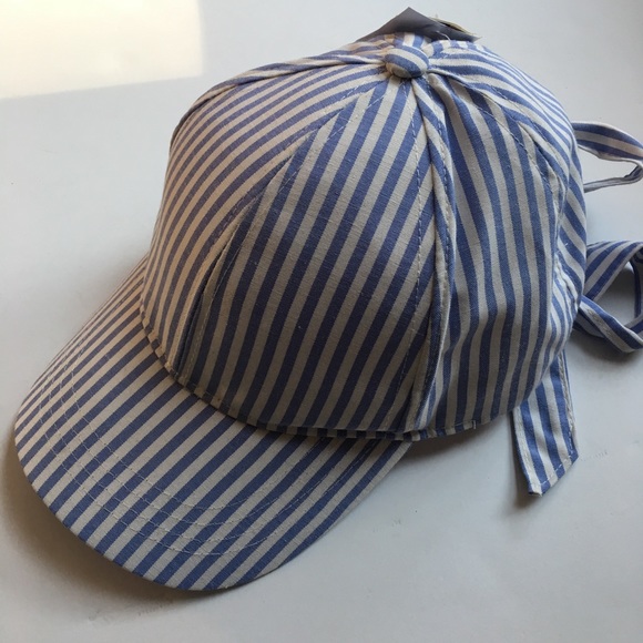 Wallflower Railroad Stripe Baseball Hat With Bow - Picture 2 of 2
